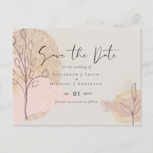 ナチュラルアースセージほこりっぽいバラ赤面日付を保存 ポストカード (正面)