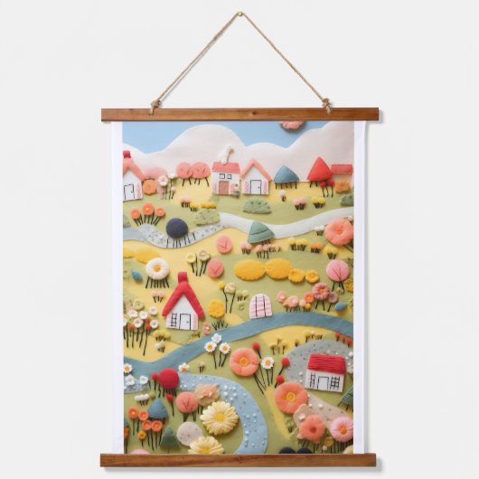 ナチュラルアート_家_花_ 吊り下げ型タペストリー (正面)