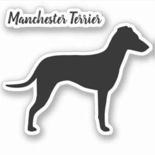 ナチュラルイヤー付きマンチェスターテリアシルエット シール