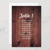 ナチュラルウェディングの席次表。木製のテーブルプラン 招待状 (正面/裏面)