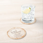 ナチュラルウェディング ウッドカット スライス ツリー セーブザデート ラウンドペーパーコースター (インサイチュ)