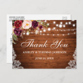 ナチュラルウェディング ウッド フローラル ライト ラッセル サンクス ポストカード (正面/裏面)