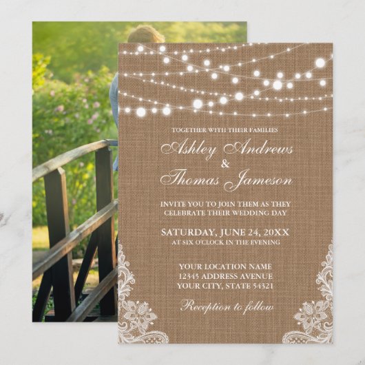 ナチュラルウェディング バルーン ストリング ライト ラッセル 招待状 (正面/裏面)