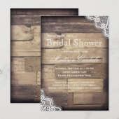 ナチュラルウッドとレースのブライダルシャワー招待状 招待状 (正面/裏面)