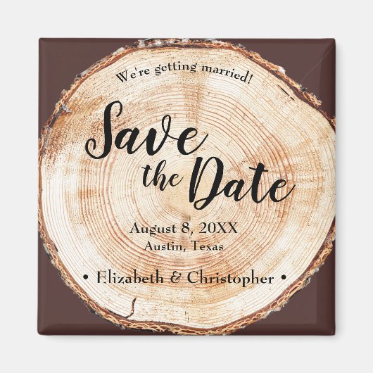 ナチュラルウッドの結婚式 Save the date - カスタマイズ可能 マグネット (正面)