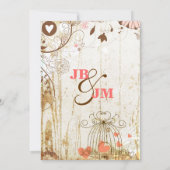 ナチュラルウッドの鳥かご ウェディング招待状 招待状 (裏面)