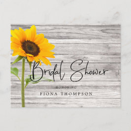ナチュラルウッドひまわりカリグラフィーブライダルシャワー インビテーションポストカード