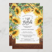 ナチュラルウッドひまわり I Do BBQ ブライダルシャワー 招待状 (正面/裏面)