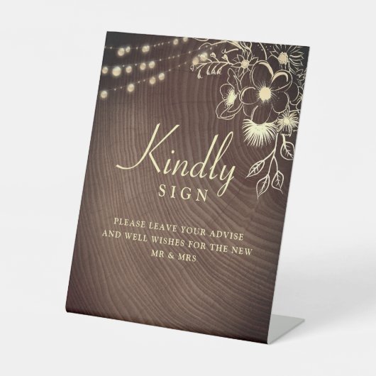 ナチュラルウッドウェディングゲストブックサイン 台座サイン (正面)