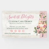 ナチュラルウッドウォーターカラーフラワーのウェディングケーキ専門店 横断幕 (横)