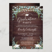 ナチュラルウッドグリーンストリングライト卒業式 招待状 (正面/裏面)