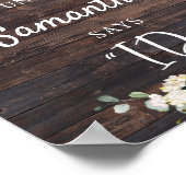 ナチュラルウッドグリーン花の結婚式カウントダウン看板 ポスター (角)