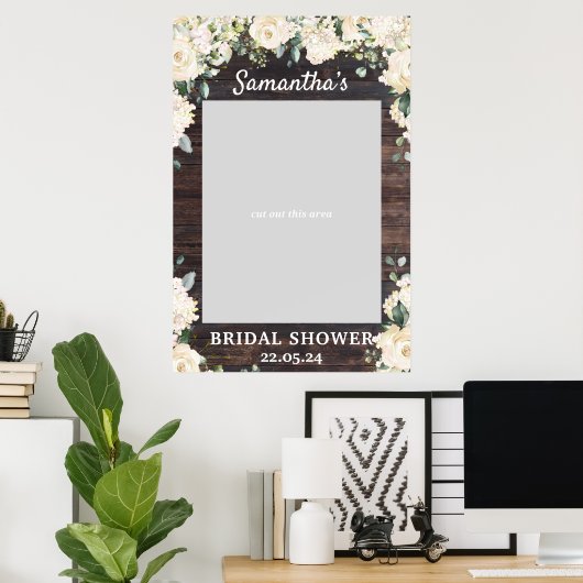 ナチュラルウッドグリーン花飾りウェディングシャワー小道具 ポスター (ホームオフィス)