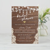 ナチュラルウッドストリングライトひまわりブライダルシャワー 招待状 (スタンド正面)