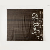 ナチュラルウッドストリングライトベイビーシャワーバックドロップ タペストリー (正面(横))