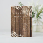 ナチュラルウッドレース ウェディング 3.5x5 返信カード 招待状 (スタンド正面)