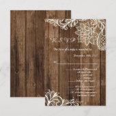 ナチュラルウッドレース ウェディング 3.5x5 返信カード 招待状 (正面/裏面)