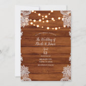ナチュラルウッドレース＆ストリングライトのウェディング 招待状 (正面)