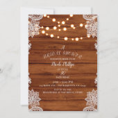 ナチュラルウッドレース＆ストリングライト ブライダルシャワー 招待状 (正面)