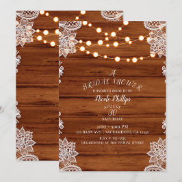 ナチュラルウッドレース＆ストリングライト ブライダルシャワー 招待状