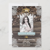 ナチュラルウッドレース＆ライトの卒業パーティー 招待状 (正面)