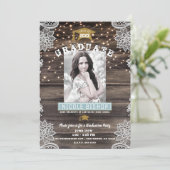 ナチュラルウッドレース＆ライトの卒業パーティー 招待状 (スタンド正面)