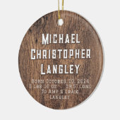 ナチュラルウッド素朴カントリー誕生詳細ホリデイ セラミックオーナメント (左)