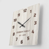 ナチュラルウッド素朴ファミリーネームファームハウス スクエア壁時計 (傾斜)