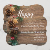 ナチュラルウッド カントリークリスマス ホリデーパーティー招待状 招待状 (正面/裏面)