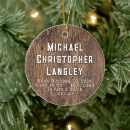 ナチュラルウッド カントリー 誕生 詳細 ホリデー セラミックオーナメント