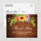 ナチュラルウッド サンキライ フラワー ウェディング サンクス ポストカード (正面/裏面)