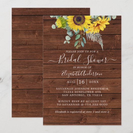 ナチュラルウッド サンキライ ユーカリ ブライダルシャワー 招待状 (正面/裏面)