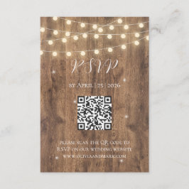ナチュラルウッド＆ストリングライトの出欠確認カード | バーン エンクロージャーカード