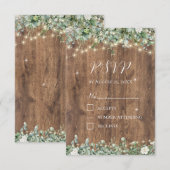 ナチュラルウッド & ストリングライトの出欠確認カード | バーン エンクロージャーカード (正面/裏面)