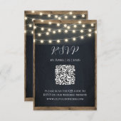 ナチュラルウッド & ストリングライトの出欠確認カード | バーン エンクロージャーカード (正面/裏面)