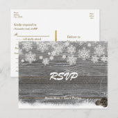 ナチュラルウッド＆スノーフレーク ウェディング返信はがき インビテーションポストカード (正面/裏面)