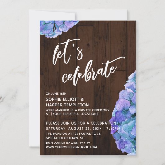 ナチュラルウッド ハイドランジア お祝いをしよう レセプション 招待状 (正面)