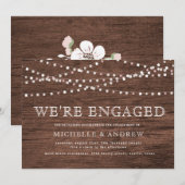 ナチュラルウッド パステル ストリング ライト 婚約 招待状 (正面/裏面)