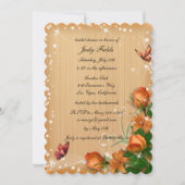 ナチュラルウッド フラワーバタフライ ウェディング ブライダルシャワー 招待状 (正面)