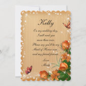 ナチュラルウッド フラワーバタフライ メイドオブオナー 招待状 (正面)