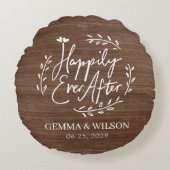 ナチュラルウッド フラワー カスタマイズ ウェディングギフト ラウンドクッション (正面)