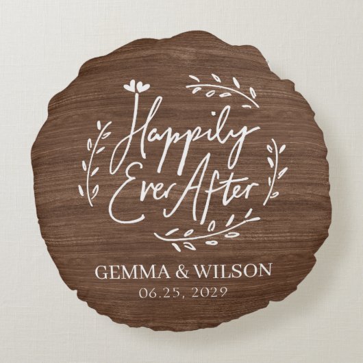 ナチュラルウッド フラワー カスタム ウェディングギフト ラウンドクッション (裏面)