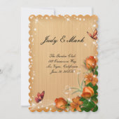 ナチュラルウッド フラワー バタフライ ウェディング メニューカード 招待状 (正面)