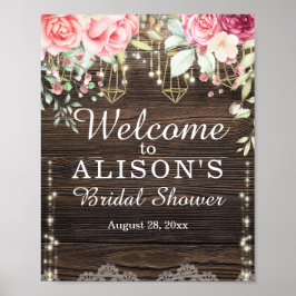 ナチュラルウッド フラワー ブライダルシャワー ウェルカムサイン ポスター