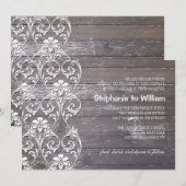 ナチュラルウッド フローラル ウェディング インビテーション (正面/裏面)