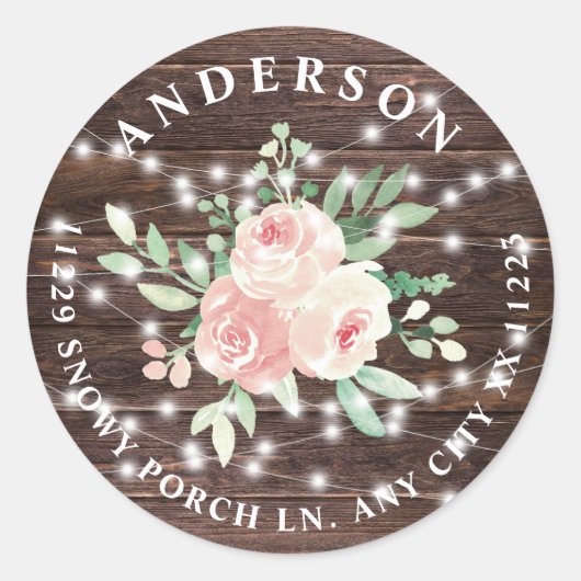 ナチュラルウッド フローラル ストリング ライト 送り先住所 ラウンドシール (正面)