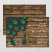 ナチュラルウッド ペコック フェザー 結婚式招待状 招待状 (正面/裏面)