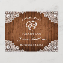 ナチュラルウッド＆ホワイトレースのブライダルシャワー レシピカード ポストカード