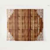 ナチュラルウッド & ホワイトレース ウェディングフォト背景 タペストリー (正面(横))