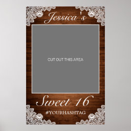 ナチュラルウッド & ホワイトレース スイート16 フォトプロップ ポスター